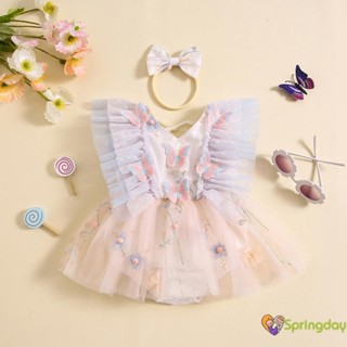 Vestido Infantil De Malha Com Flor De Borboleta De Verão Para Meninas Faixa De Cabeça,0-18 Meses em Oferta na Shopee