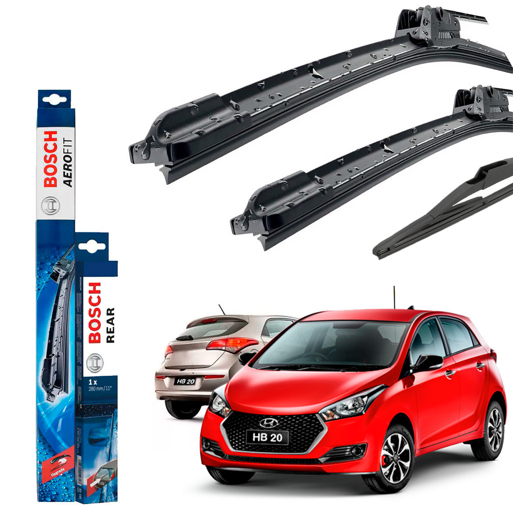 Jogo Kit Palheta Dianteira e Traseira Hb20 2012 2013 2014 2015 2016 2017 2018 2019 Original Bosch
