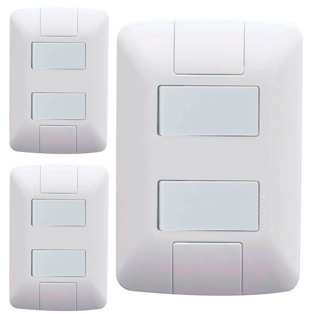 Kit 3 Cj 4X2 2 Interruptor Simples Tramontina Aria 6 A 250V