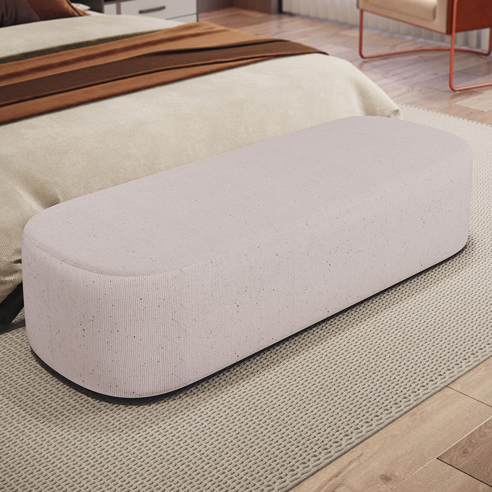 Puff Decorativo Orgânico Para Living Quarto 140cm Doha W01 Linho Bege - Lyam Decor em Oferta na Shopee