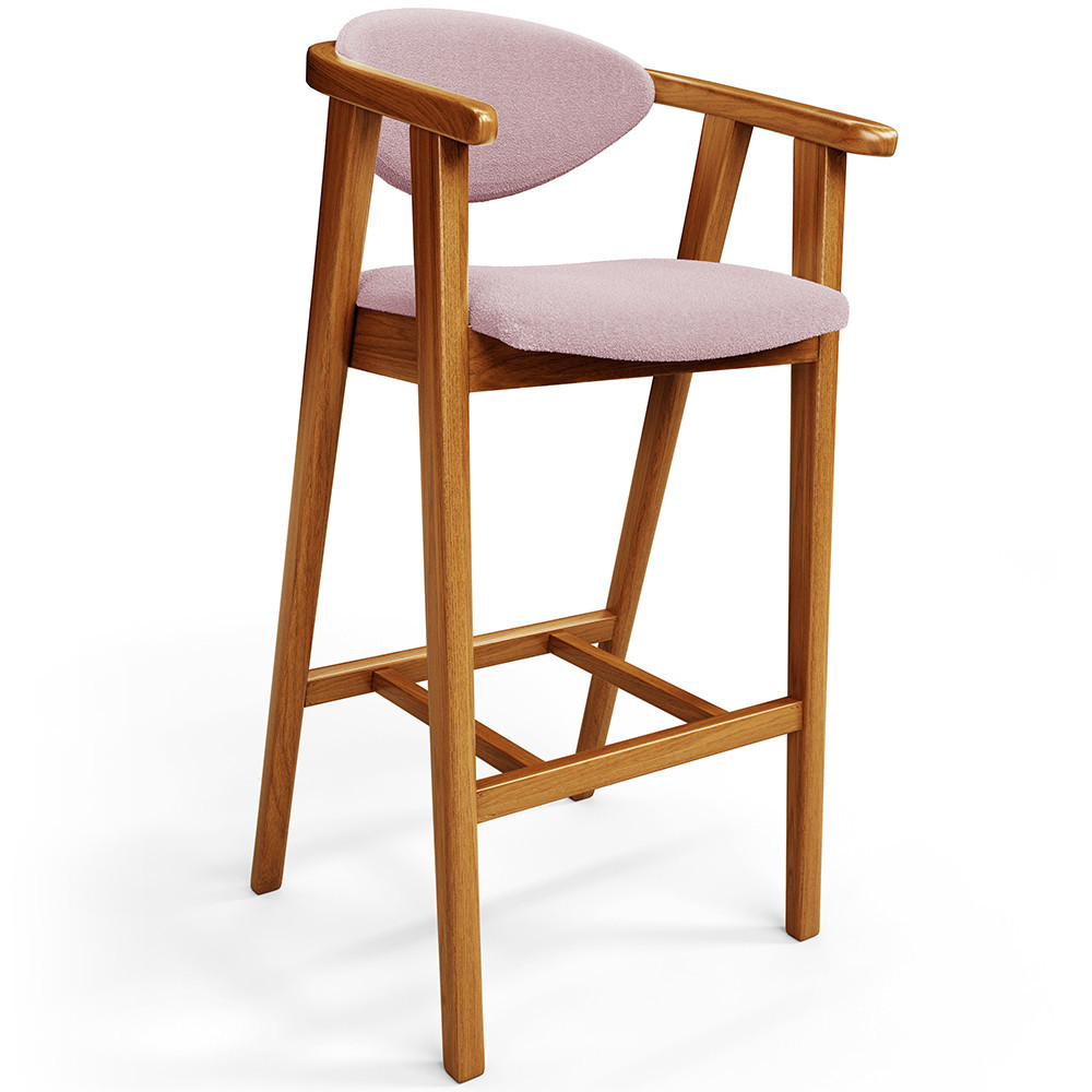 Banqueta Alta Para Cozinha Bancada Bar Sala de Jantar Fixa Cecília L02 Bouclê Rosê - Lyam em Oferta na Shopee