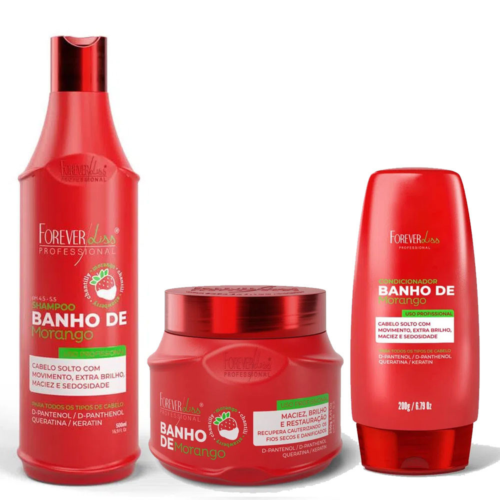 Kit Banho de Verniz Morango Brilho Forever Liss