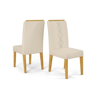 Conjunto Kit 2 Cadeiras de Jantar DJ Móveis Yasmin Cedro Linho Neve em Oferta na Shopee