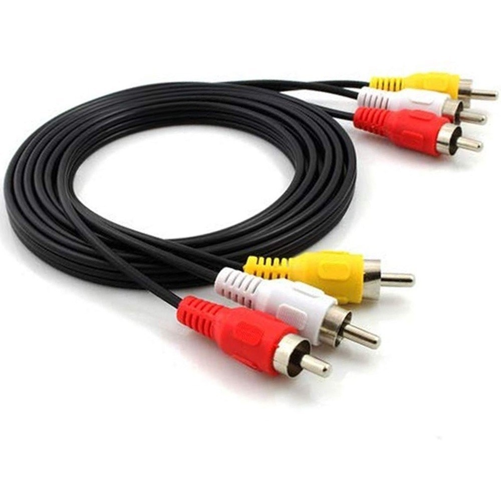 Cabo De Áudio E Vídeo 3 Rca Macho X 3 Rca Macho Auxiliar Tv Dvd Home Theater 1,5 Metros