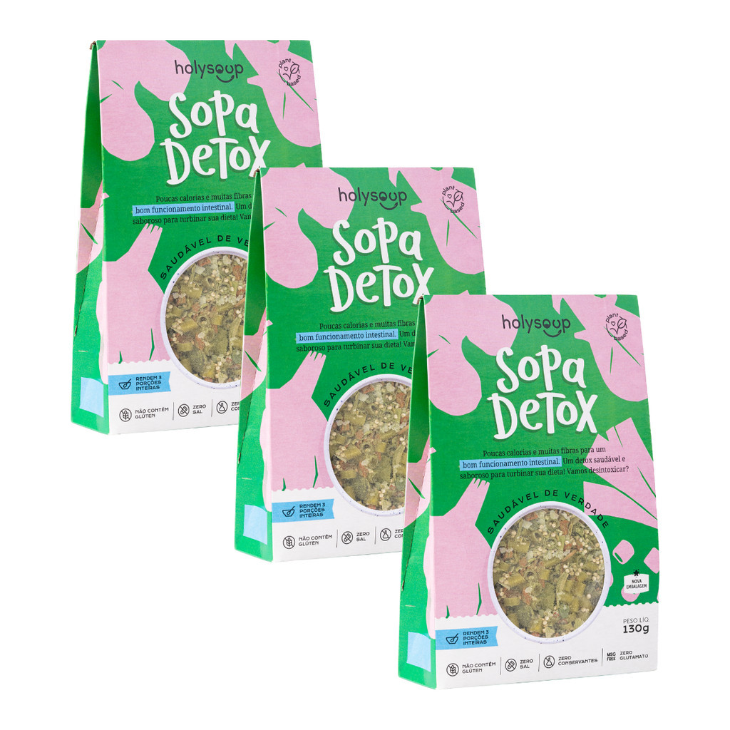 KIT 3X SOPA SAUDÁVEL HOLY SOUP SOPA DETOX 130G