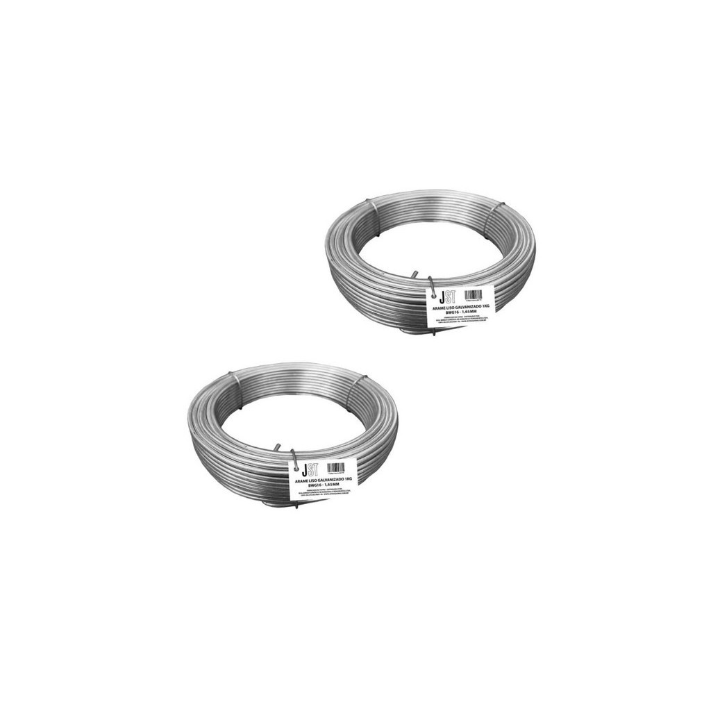 Kit com 2 Kg de Arame Liso Galvanizado - BWG16-1,65MM - JST