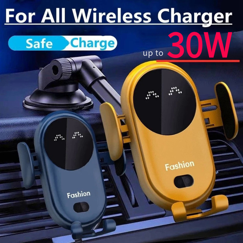 Suporte do telefone do carro do carregador sem fio do carro 30W para o iPhone 15 14 13 12P...
