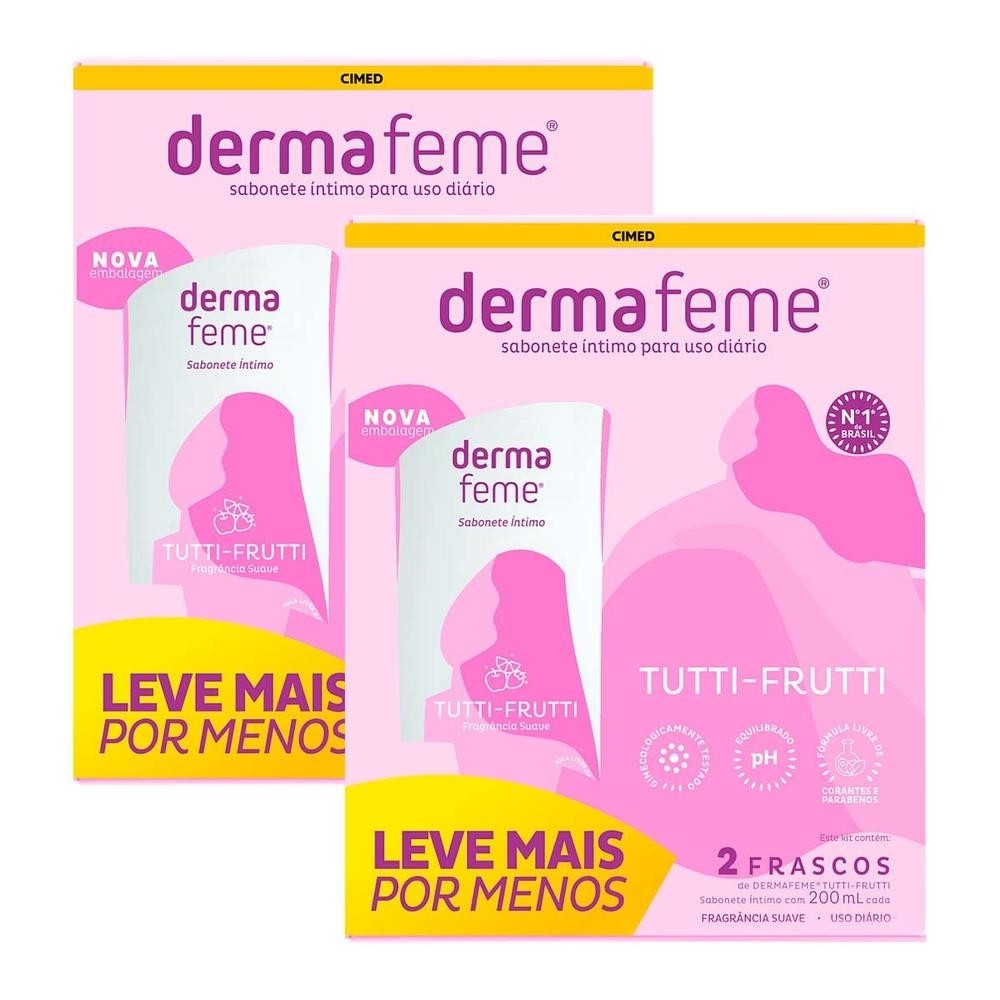 Kit c/ 2 Packs - Sabonete Íntimo Dermafeme Tutti-Frutti 200ml - Beauty