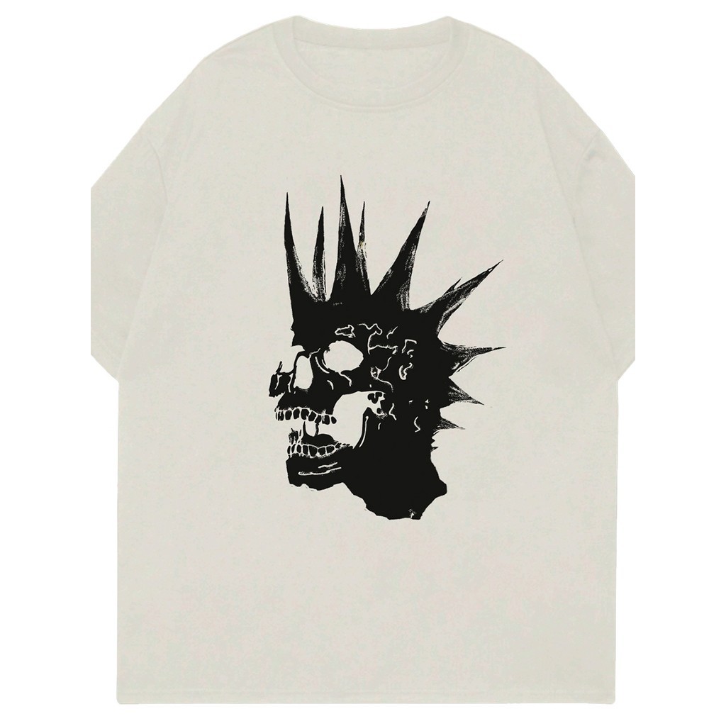 Camiseta Oversized Estampada Caveira Punk Estilosa Unissex Blusa Streetwear T Shirt Confortável