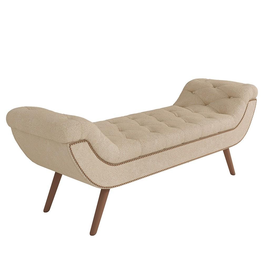 Puff Recamier Calçadeira 195cm Pés Palito Madeira Venêto P02 Bouclé Bege - Mpozenato em Oferta na Shopee