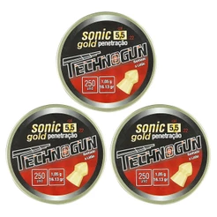 CHUMBINHO TECHNOGUN SONIC GOLD PENETRAÇÃ O 15,65GR 250UN. 5.5MM - COMBO 03 LATAS