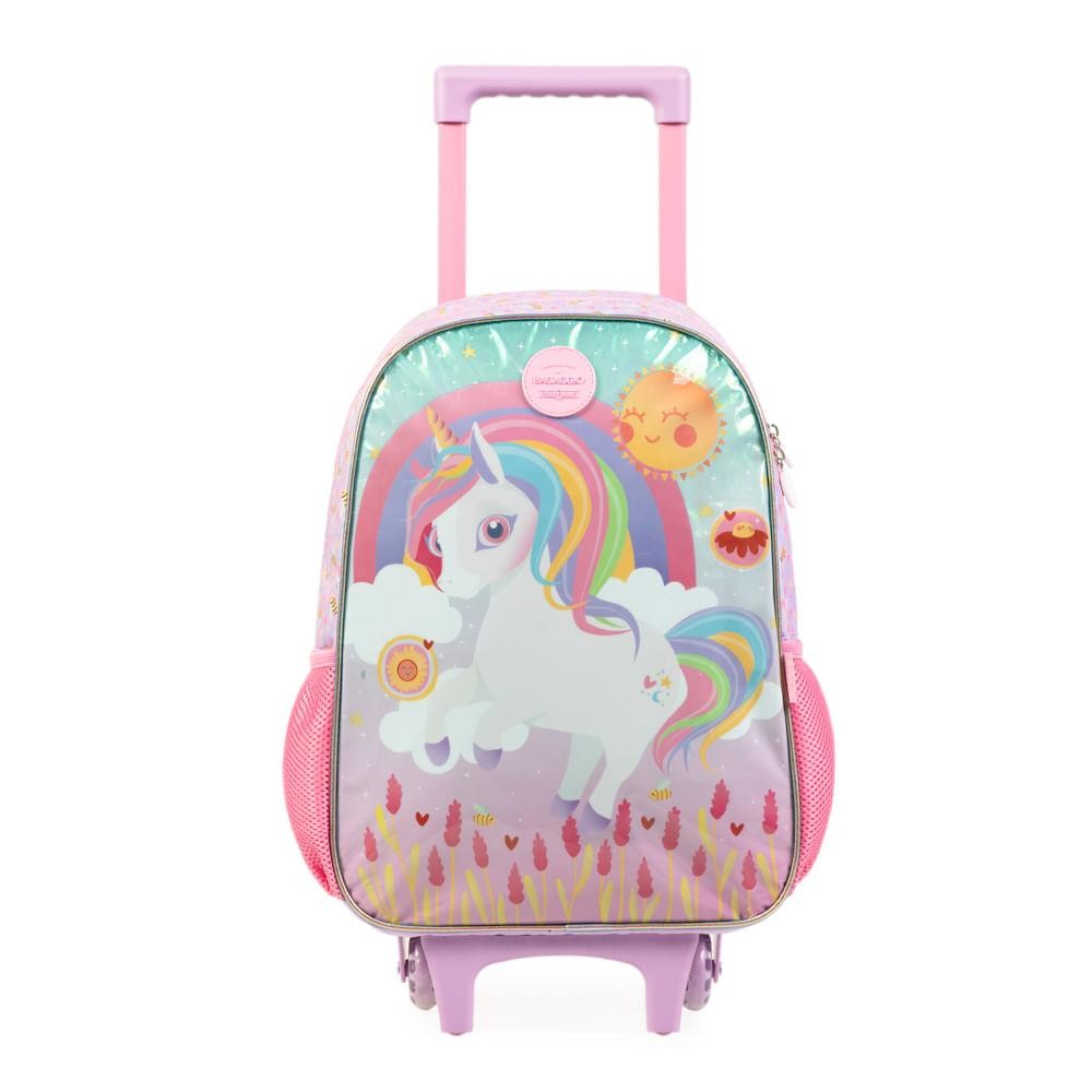 Mochila de Rodinha Infantil Feminina Unicórnio Rainbow