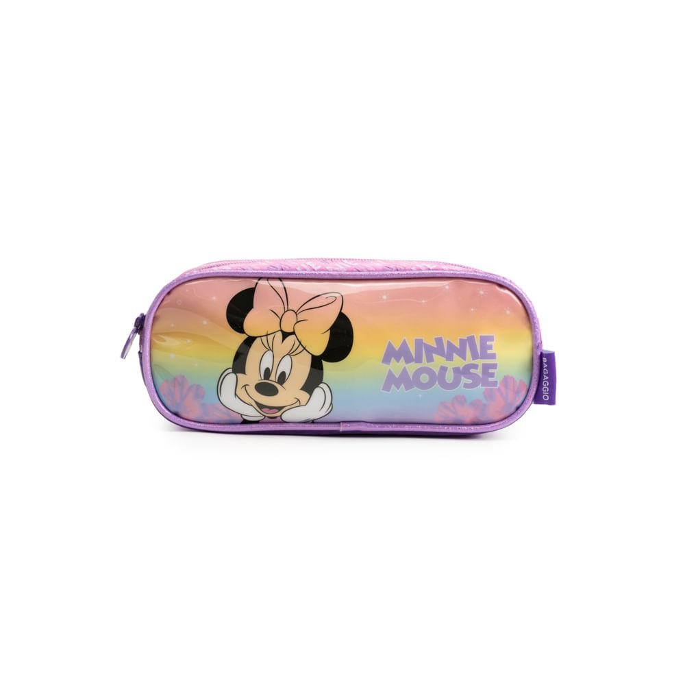 Estojo Escolar Feminino Médio Minnie 3 Compartimentos Lilás em Oferta na Shopee