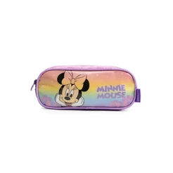 Estojo Escolar Feminino Médio Minnie 3 Compartimentos Lilás