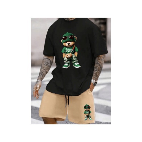 Conjunto  Urso Moda  Masculina  Bermuda Moletom Urso Moda  Masculina Short Treino Academia Fitness Casual