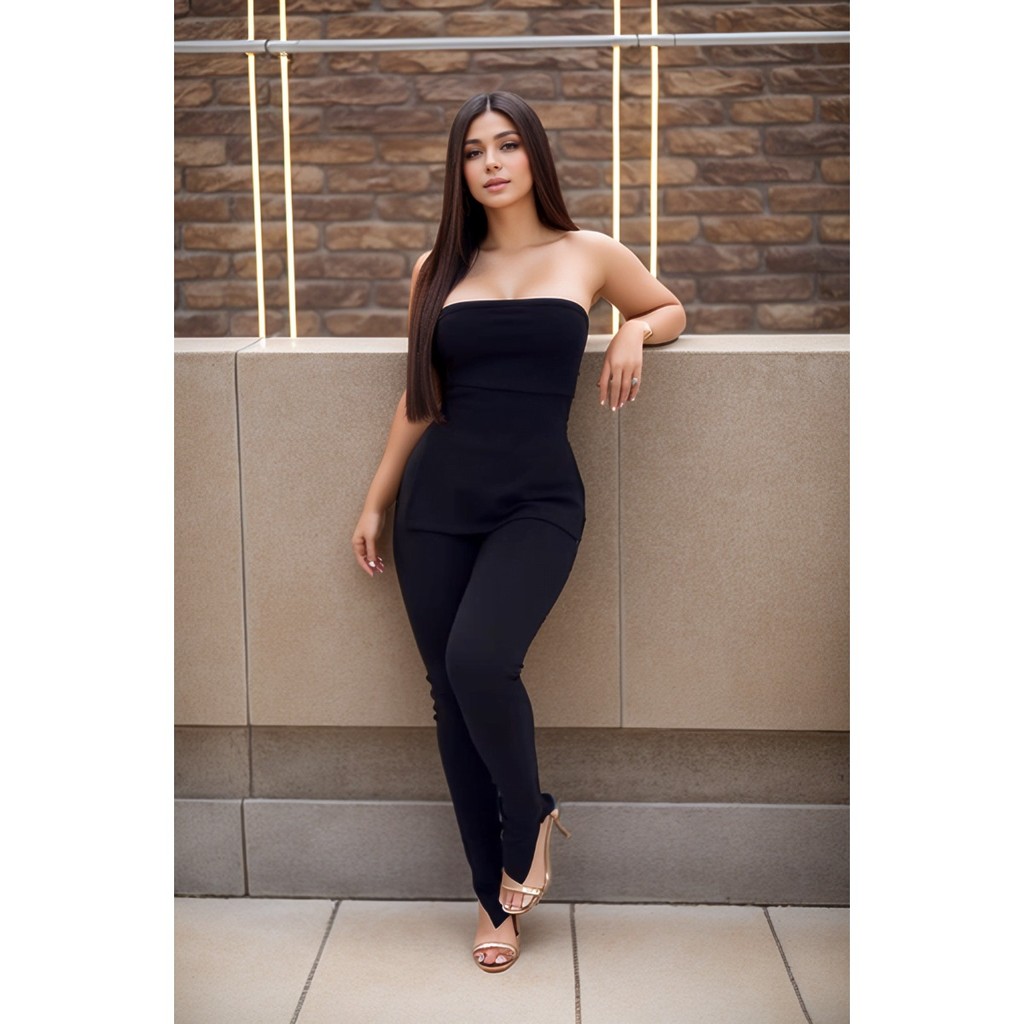 Conjunto canelado blusa bata tomara que caia e calça colada elegante para festas feminino social trabalho