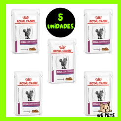 Kit 5 x Ração Úmida 85g Royal Canin Veterinary Wet Sachê Renal Frango