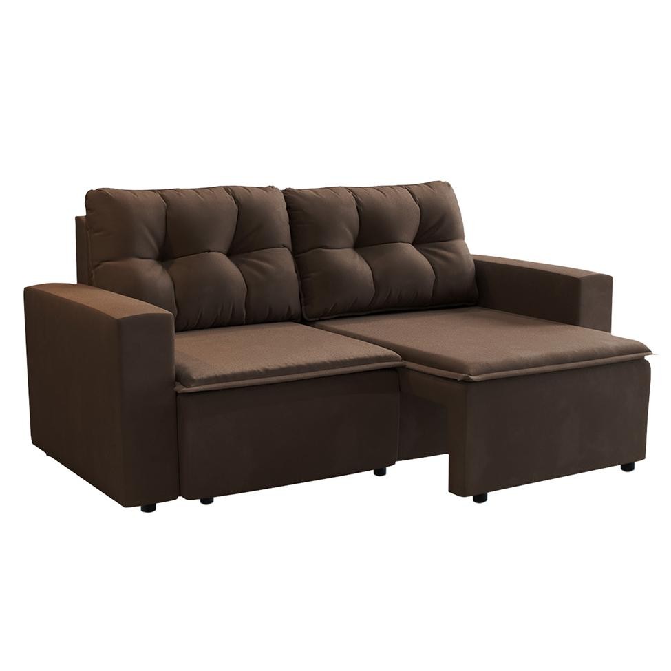 Sofá 3 Lugares Retrátil Amsterdã I Suede Marrom 180 cm em Oferta na Shopee