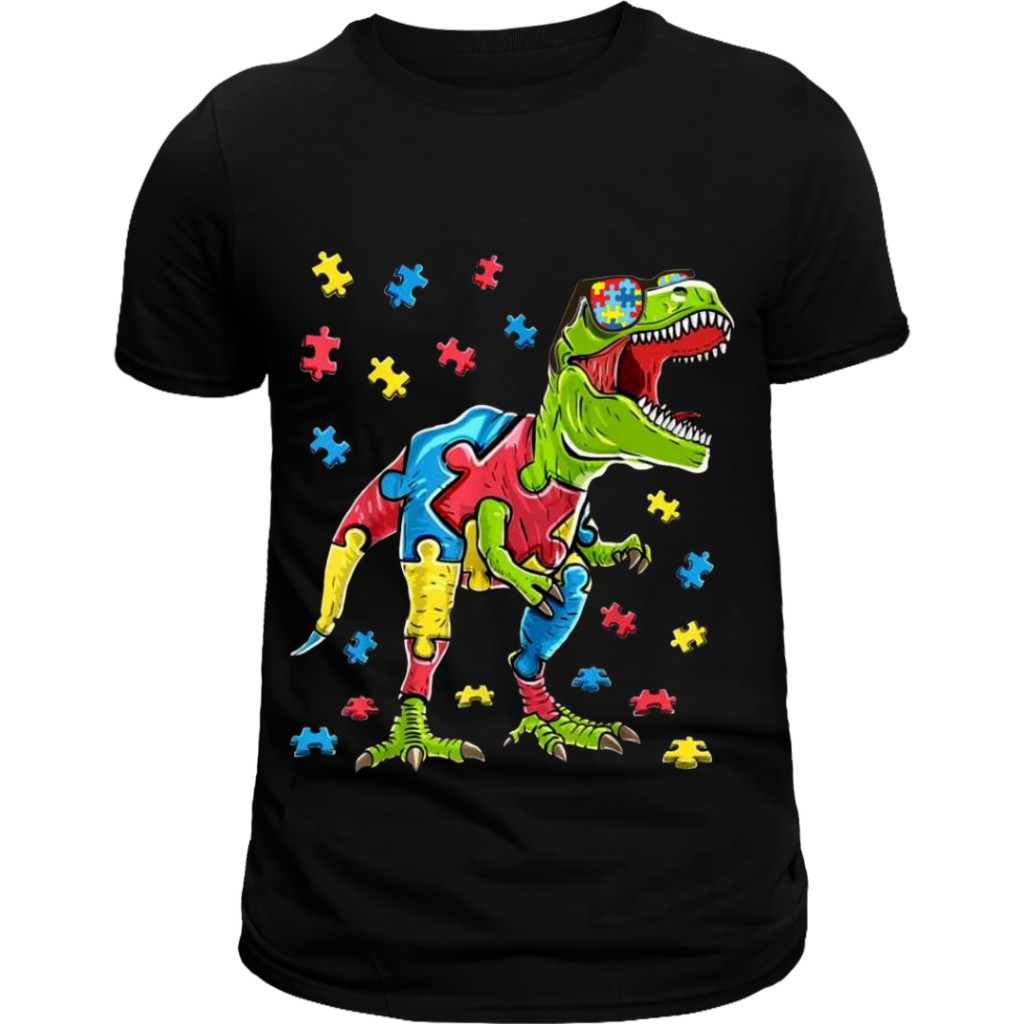 Camisa Casual Estampa Variada Camiseta  Infantil Tea Dino Autismo Dinossauro Blusa Tecido Algodão Autismo