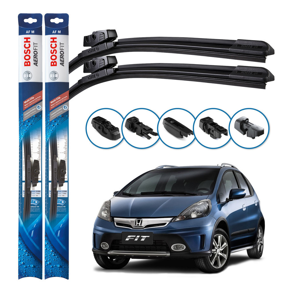 Par de Palhetas Limpador Parabrisa Multiclip Original Bosch Honda Fit 2009 A 2014