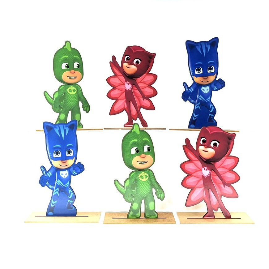 Kit Display de Mesa 6 Peças Para Festa PJ Masks MDF em Oferta na Shopee