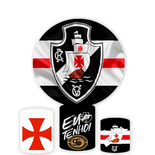 Trio Capas Cilindros + Painel Redondo em Tecido para Festas Vasco