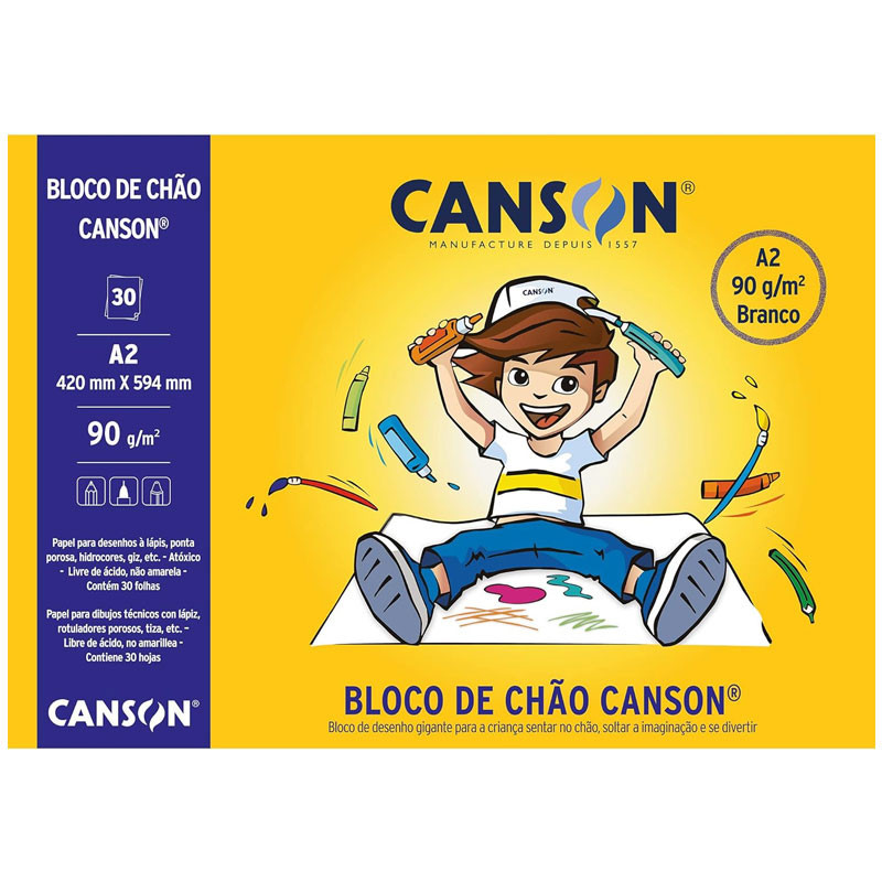 Bloco de chão branco A2 90g com 30 folhas Canson