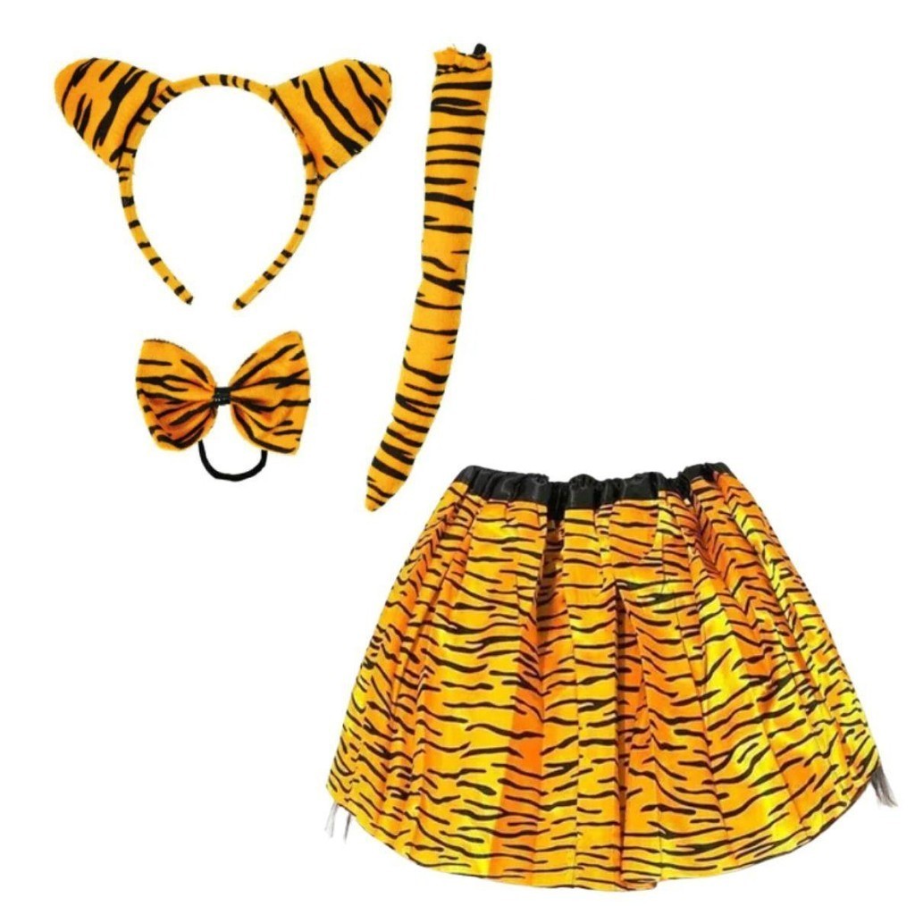 Fantasia Oncinha Carnaval Feminina Adulta kit Com 4 Peças em Oferta na Shopee