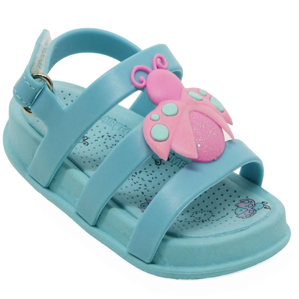 Sandália Infantil Meninas Mini Bizz Joaninha Plugt - Azul Tiffani - Baby & Kids Fashion