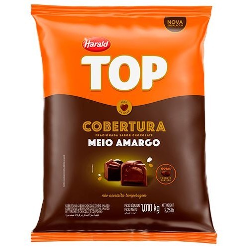 Chocolate Top Harald Gotas Meio Amargo Cobertura Frac 1,01kg em Oferta na Shopee