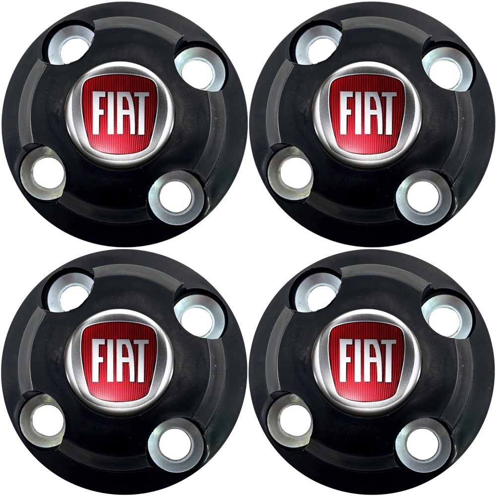 Jogo 4 Calotinhas Centrais Compatível com Roda De Ferro Aro 13 14 15 Strada Fiorino Palio Punto Uno