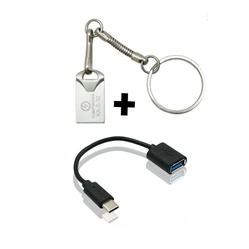 Kit Mini Pen drive 16Gb metalico pendrive + Cabo Otg tipo C transferencia para smartphones