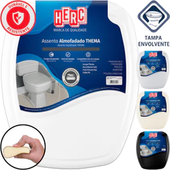 Assento Sanitário Thema Almofadado Herc Retangular Premium Compatível Primula Sabatini Anturius