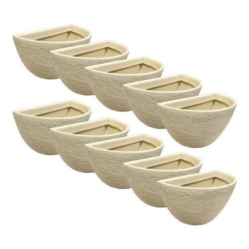 Kit 10 Vasos de Parede Bege para Jardim Vertical 18x33