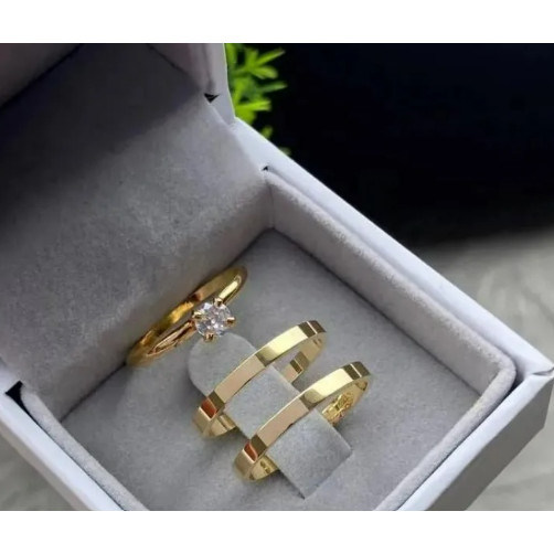 Par Alianças Noivado Casamento reta 4mm Banho de ouro 18k + Gravação  COD-111 em Oferta na Shopee