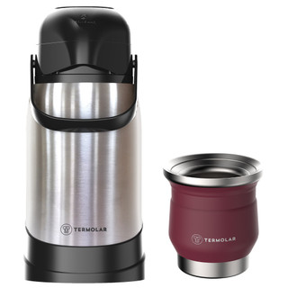 Garrafa Térmica 100% Inox Inquebravél Quente 20H 1.2L + Cuia Térmica Rosa em Oferta na Shopee