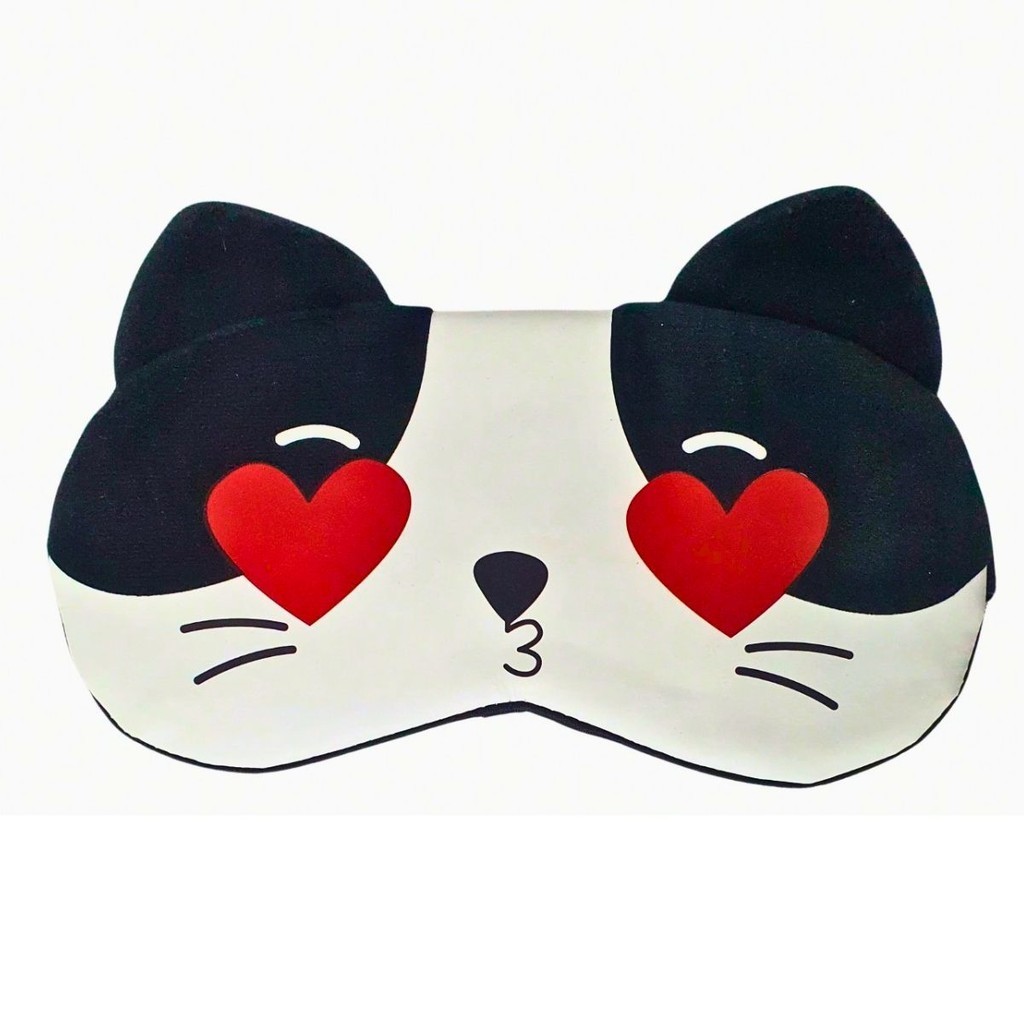 Máscara de Dormir Tapa Olhos Gato Preto Com Coração