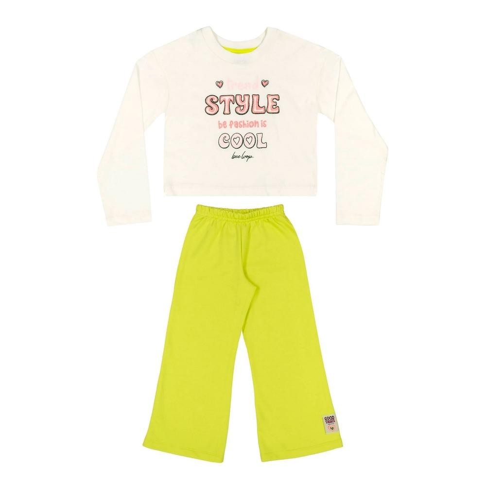 Conjunto Blusa Cropped e Calça Infantil Menina Bee Loop em Oferta na Shopee