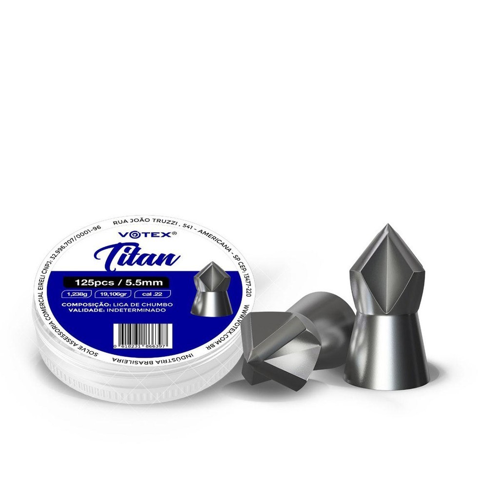 Chumbinho Titan 5.5mm 1,153g 125 Unidades - Votex em Oferta na Shopee