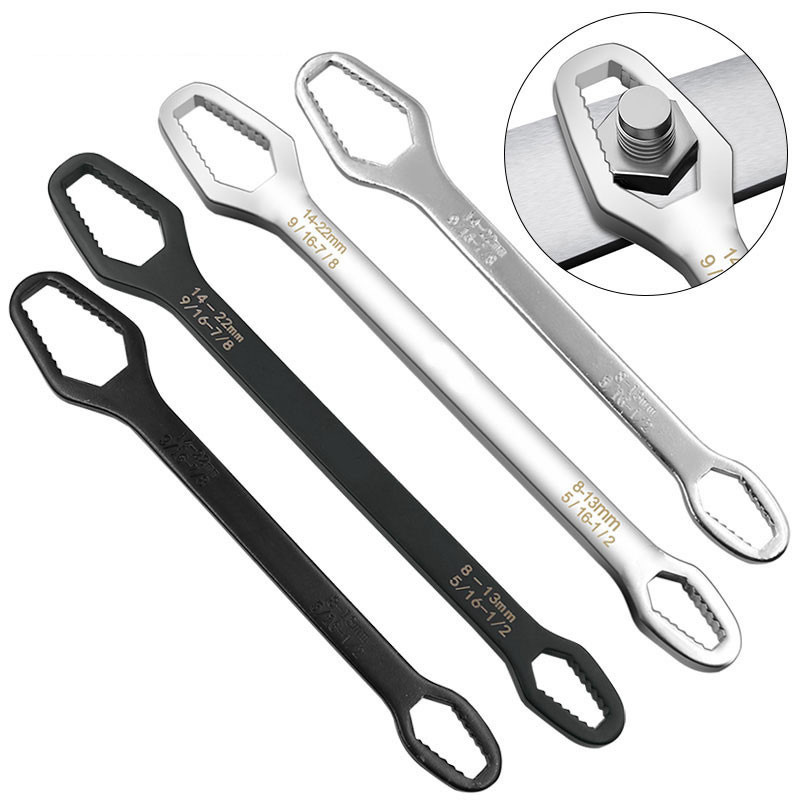 Chave de Boca Universal Combinada 8-22mm Multifuncional Chave de Catraca Inglesa Resistente para Casa e Oficina