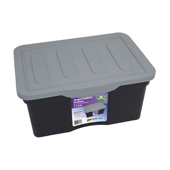 CAIXA ORGANIZADOR/CONTAINER DE PLASTICO RETANGULAR PRATICA C/TP. 5 LTS 27X19X13CM 25468 ARQPLAST