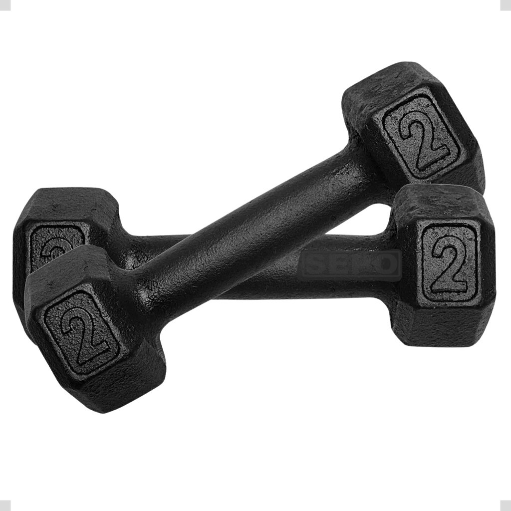 Halteres par 2 Kg Sextavado preto ferro Musculação Academia Treino Exercícios Halter 2 Un em Casa