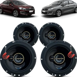 Kit Alto Falantes Dianteiros e Traseiros Citroen C4 Lounge 2014 Até 2020 - Hurricane Aurum 480w