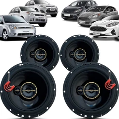 Kit Alto Falantes Dianteiros e Traseiros Ford Fiesta 2003 até 2019 - Hurricane Aurum 480w