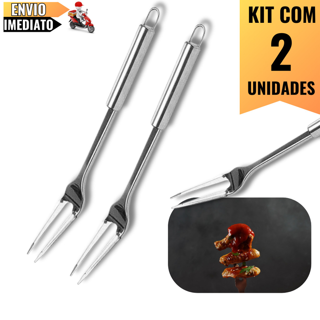 Imagem Kit 2 Garfos Trinchantes de Aço Inox 33cm – Essencial Para Churrascos, Assados e Uso Profissional