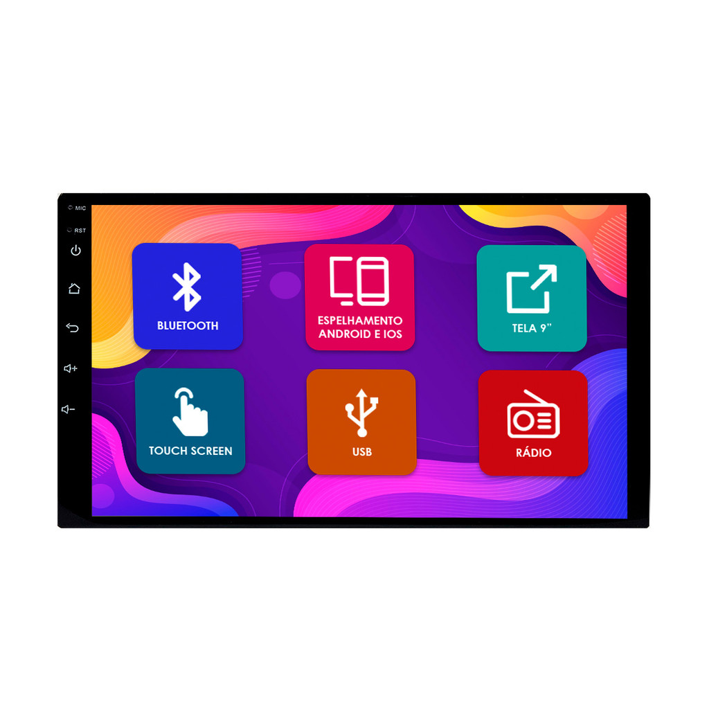 Central Multimídia 9 Pol Android Auto CarPlay H-Tech 2 Din HT-9125CA Bluetooth Usb Fm Espelhamento Android IOS em Oferta na Shopee