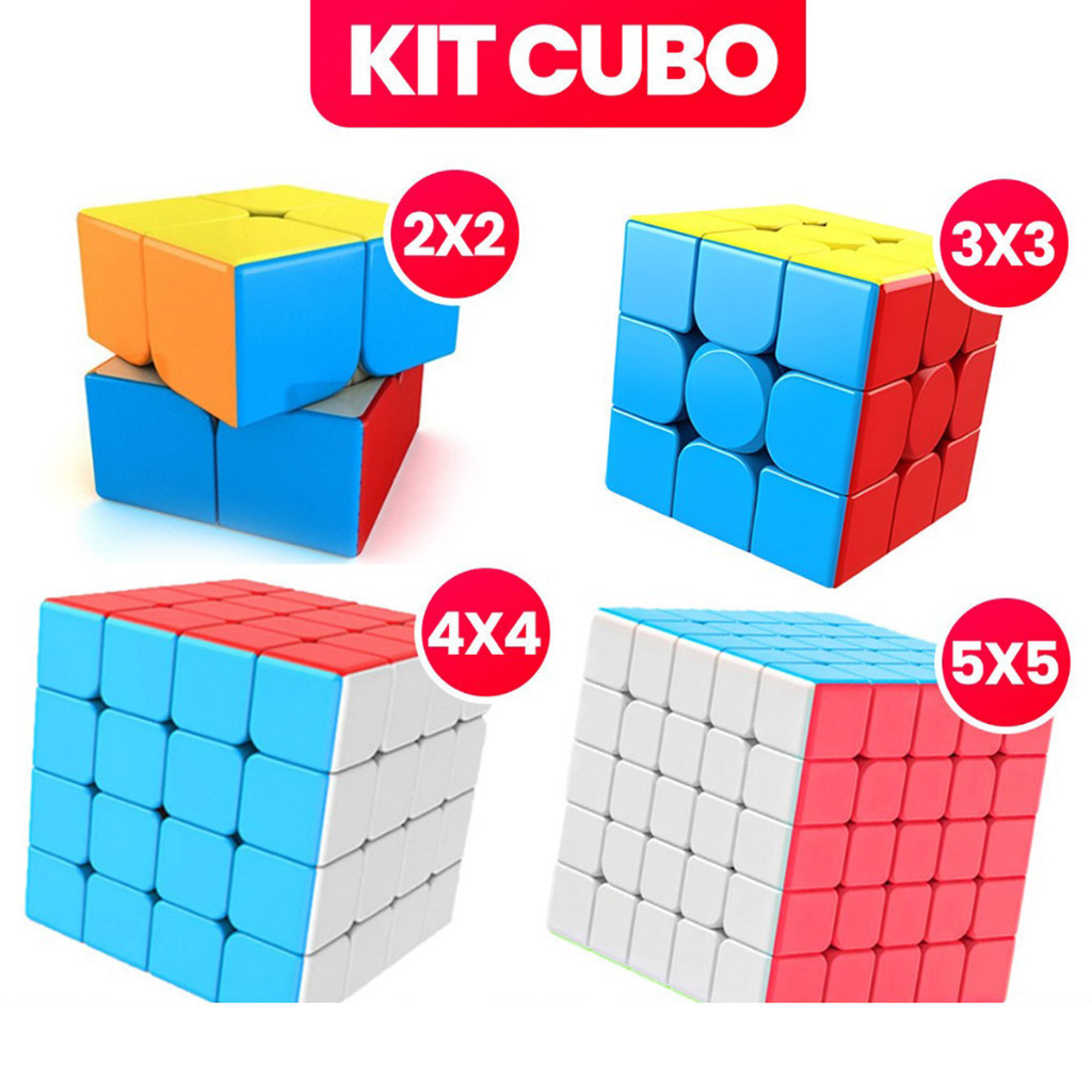Kit Cubo Mágico Profissional Moyu 2x2/3x3/4x4/5x5/Pirâmide em Oferta na Shopee