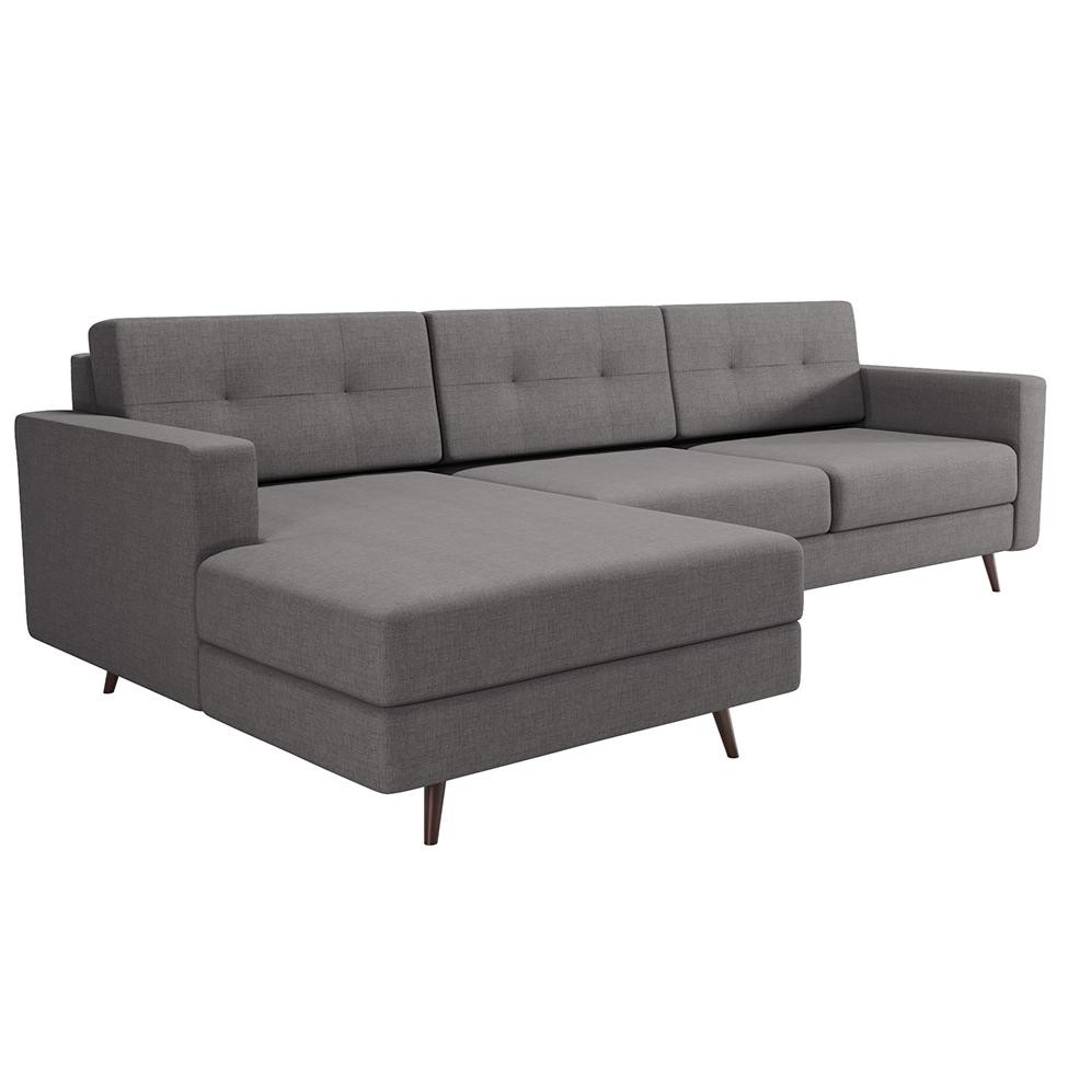 Sofá 3 Lugares Esquerdo Living com Chaise Esquerdo Pé Palito Linho Cotton Cinza em Oferta na Shopee