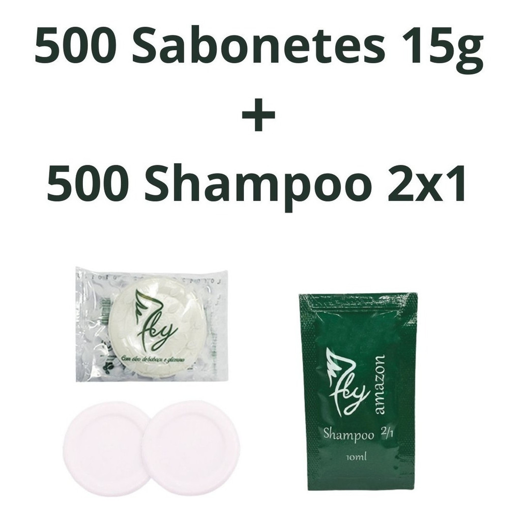 Kit 500 Shampoos 2 em 1 (10ml) + 500 Mini Sabonetes (15g) | Para Hotéis, Motéis, Pousadas e Airbnb