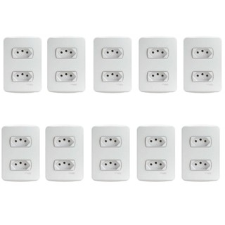 Kit 10 Conjunto De Tomadas 2P+T 10A 4X2 Branca - Schneider em Oferta na Shopee